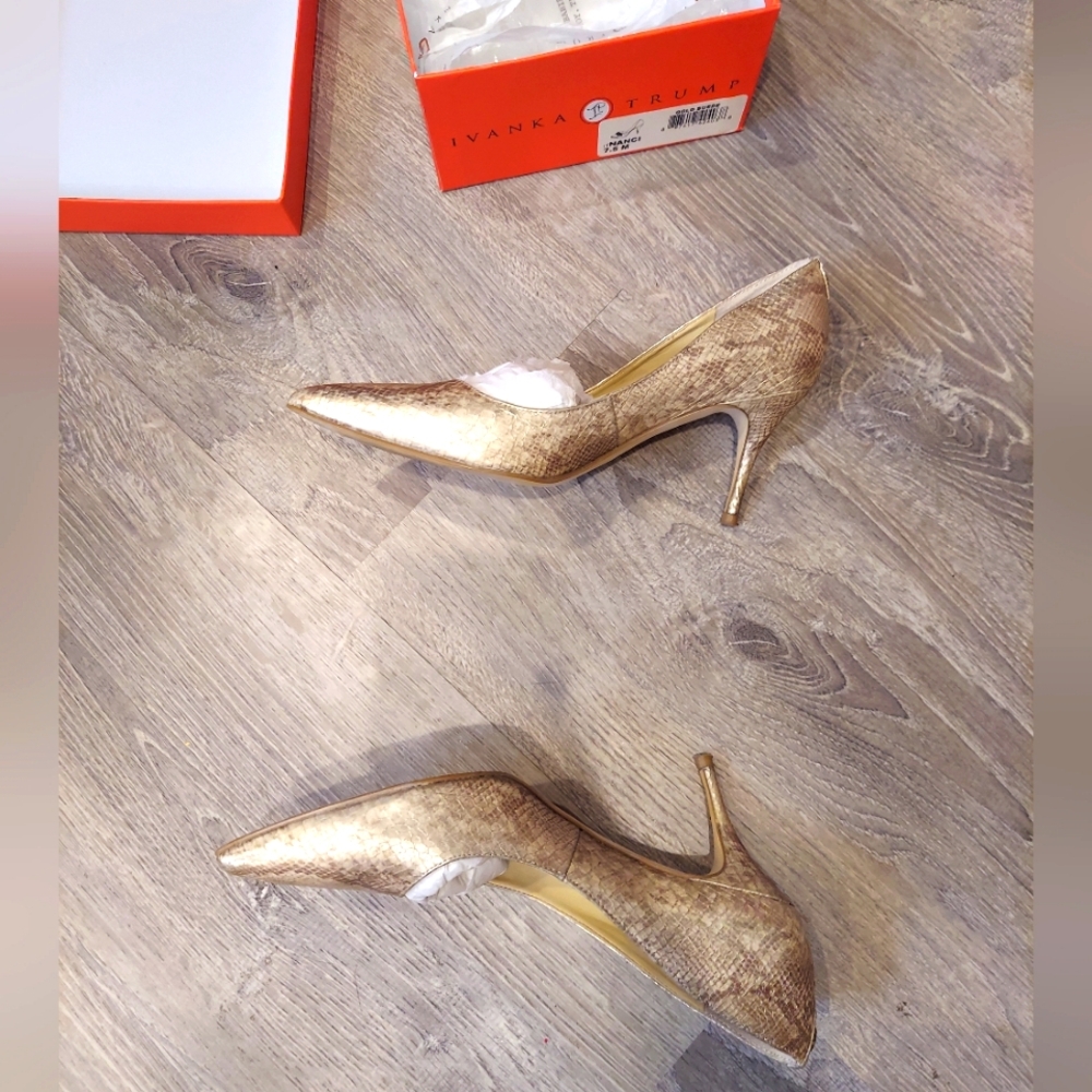Ivanka Trump Gold Suede Heels size 7.5